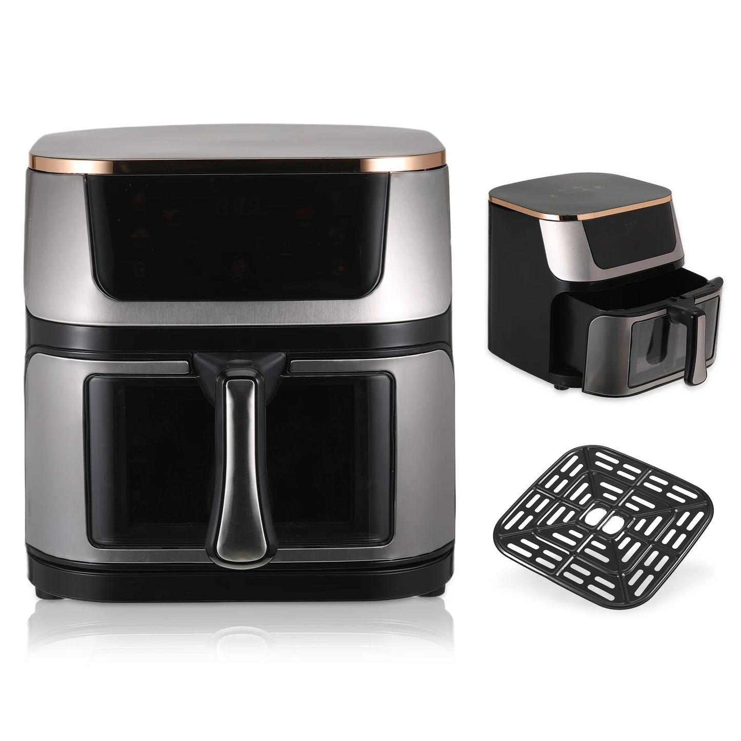 Air Fryer 12L Stainless Steel Visible Large Capacity Electric Oven Touch Screen Multifunctional Electric Fryer EU/US Plug