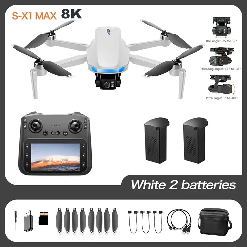 GPS S-X1 Drone Three-Axis Gimbal 8K Professional HD Camera WIFI 5G Brushless FPV Obstacle Avoidance Quadcopter Dron
