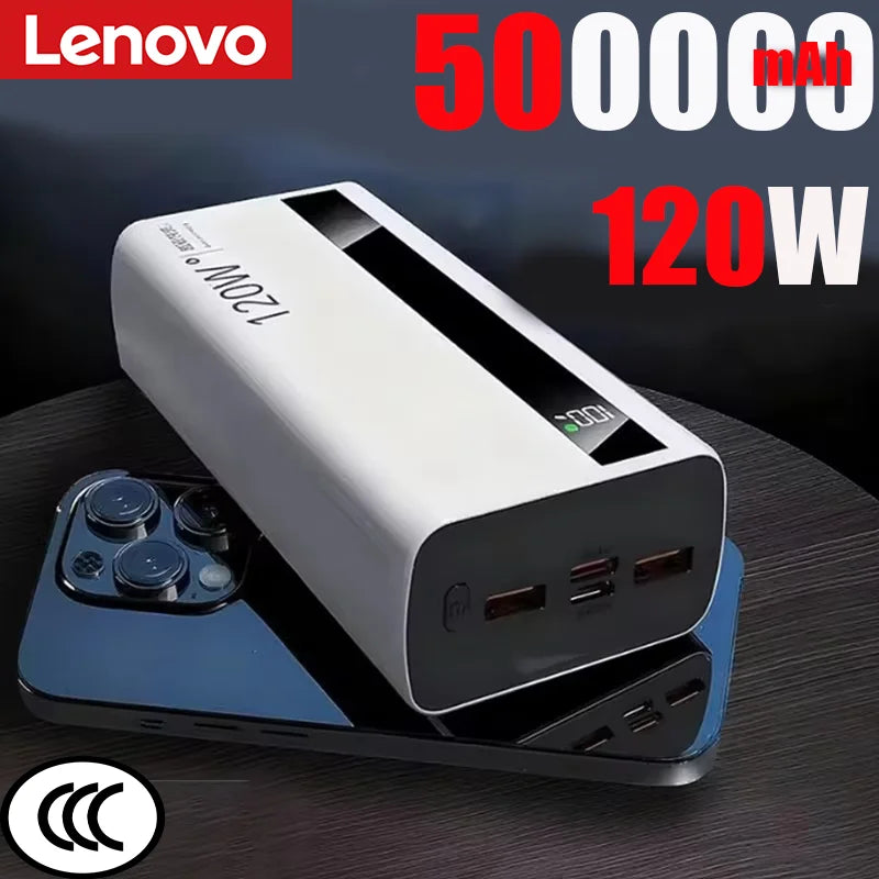 120W 500000Mah Power Bank High Capacity Super Fast Charge Portable External Battery Powerbank for Iphone Samsung 2026 New