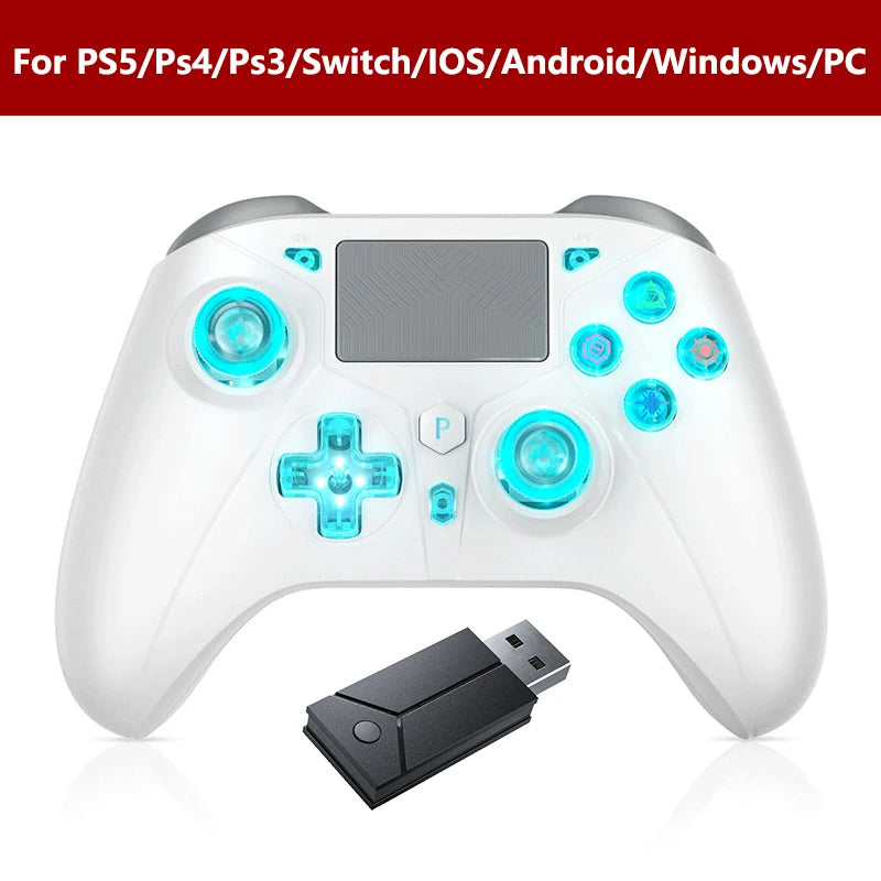 Gamepad for PS5/PC Console Wireless Controller, 6-Axis Gyro Dual Vibrate Hall Effect, W/ Turbo Touchpad, Gaming Control Joystick