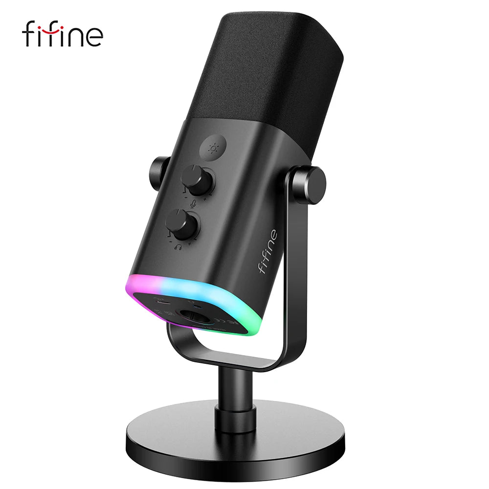 USB/XLR Dynamic Microphone with RGB Control/Headphone Jack/Mute,Mic for PC Gaming Recording Streaming Ampligame-Am8