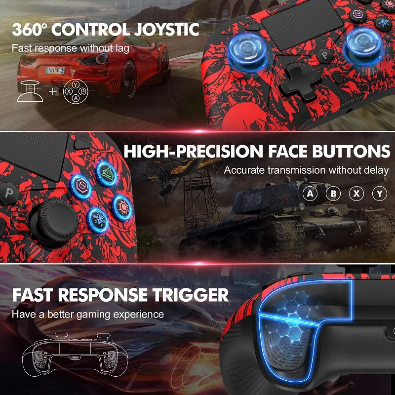 Gamepad for PS5/PC Console Wireless Controller, 6-Axis Gyro Dual Vibrate Hall Effect, W/ Turbo Touchpad, Gaming Control Joystick