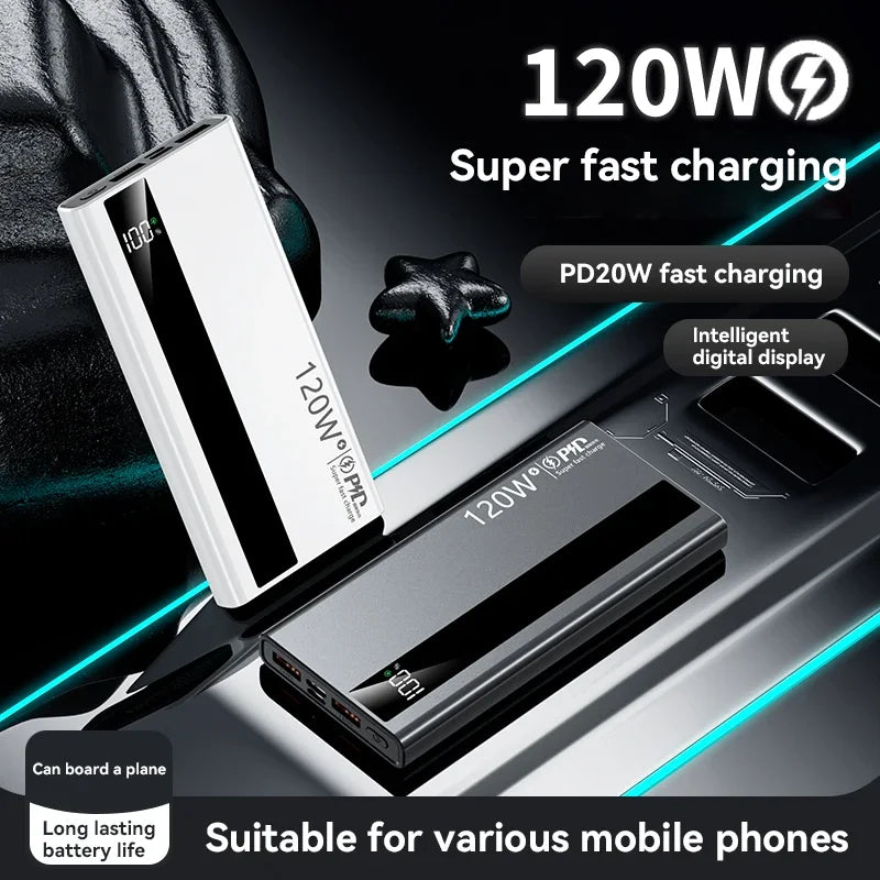 120W 500000Mah Power Bank High Capacity Super Fast Charge Portable External Battery Powerbank for Iphone Samsung 2026 New