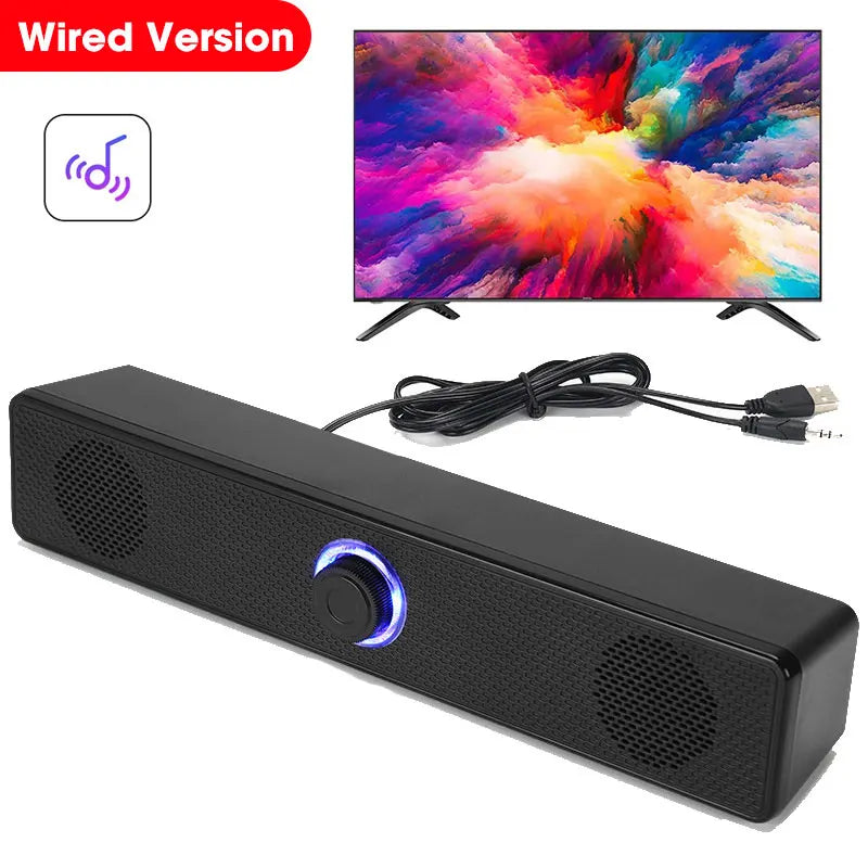 BT5.0 Soundbar Speaker Wired Wireless Dual Mode 9D Surround Stereo Bass Anti-Interference for PC TV Phone Gaming