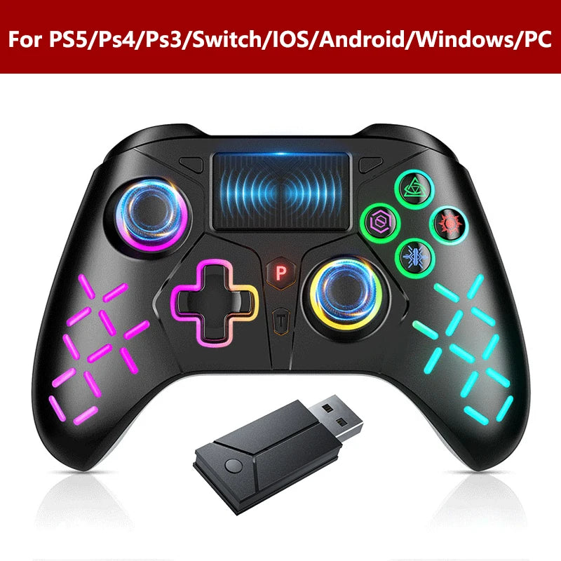 Gamepad for PS5/PC Console Wireless Controller, 6-Axis Gyro Dual Vibrate Hall Effect, W/ Turbo Touchpad, Gaming Control Joystick