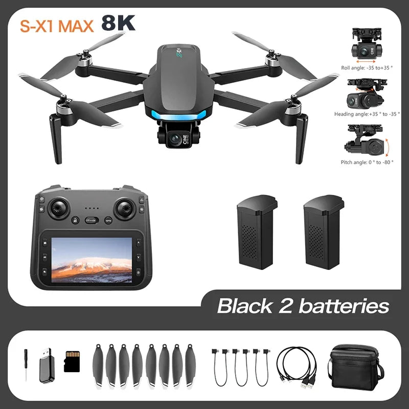 GPS S-X1 Drone Three-Axis Gimbal 8K Professional HD Camera WIFI 5G Brushless FPV Obstacle Avoidance Quadcopter Dron