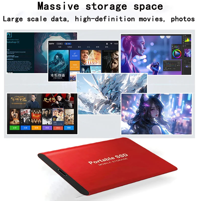 【Brand+】2026New External SSD 1TB/2TB/4TB Durable Portable Hard Disk High-Rate Original Solid-State Drive for Pc/Laptop/Phone/Mac