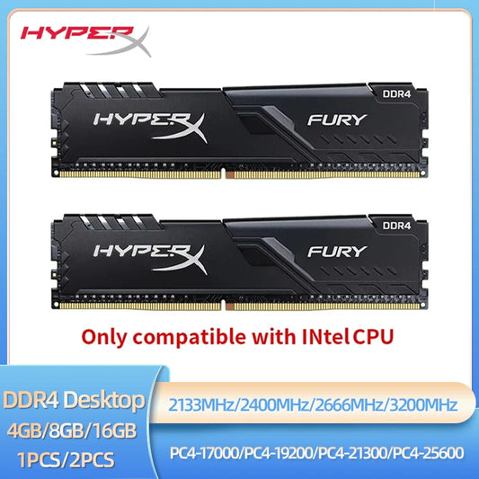 Hyperx Fury Memoria DDR4 8GB 16GB 4GB RAM 3200 2666 2400 2133Mhz Desktop RAM 1.2V DIMM PC-21300 PC-25600
