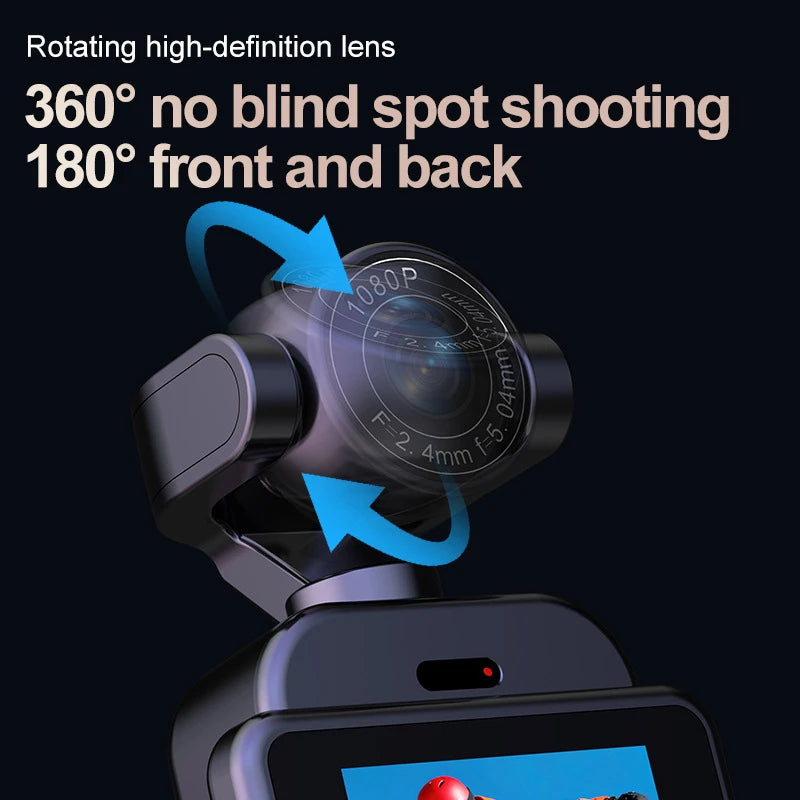 360° Handheld Chest Mount Action Cam 1080P HD Anti-Shake Wifi Portable Long Battery Life Full View Recording for Cycling
