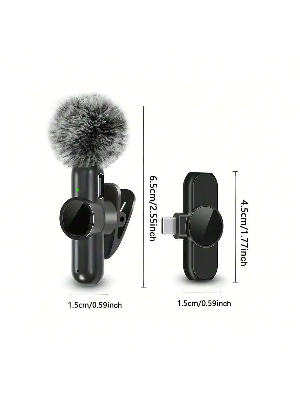 Wireless Lavalier Microphone with Windproof Cover Audio Video Recording Mini Mic for Android Mobile Phone Microphone
