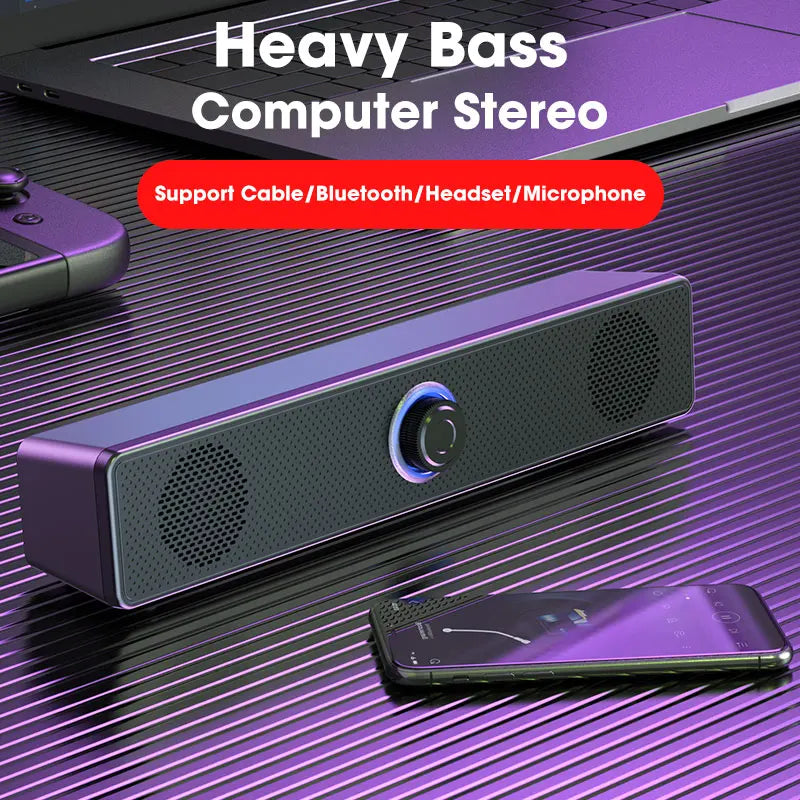BT5.0 Soundbar Speaker Wired Wireless Dual Mode 9D Surround Stereo Bass Anti-Interference for PC TV Phone Gaming