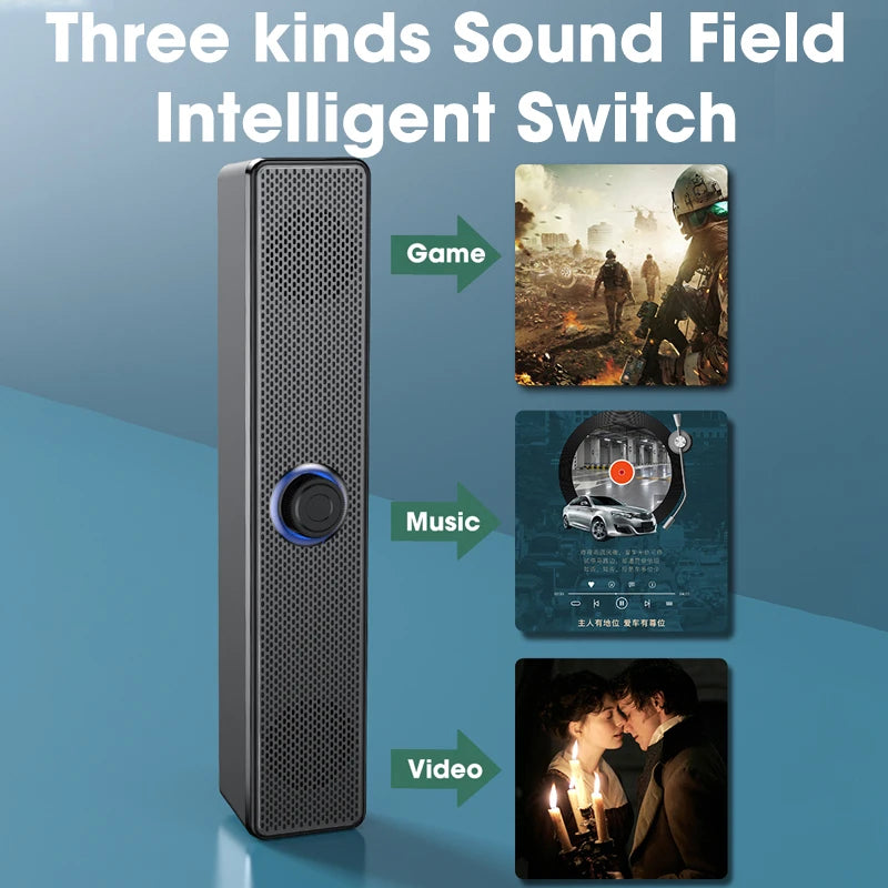 BT5.0 Soundbar Speaker Wired Wireless Dual Mode 9D Surround Stereo Bass Anti-Interference for PC TV Phone Gaming