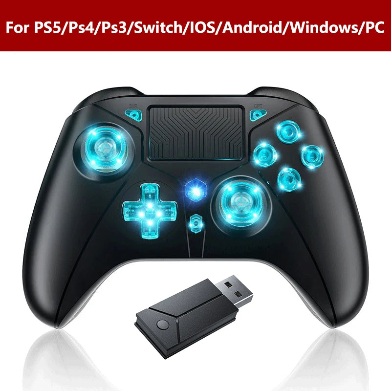 Gamepad for PS5/PC Console Wireless Controller, 6-Axis Gyro Dual Vibrate Hall Effect, W/ Turbo Touchpad, Gaming Control Joystick