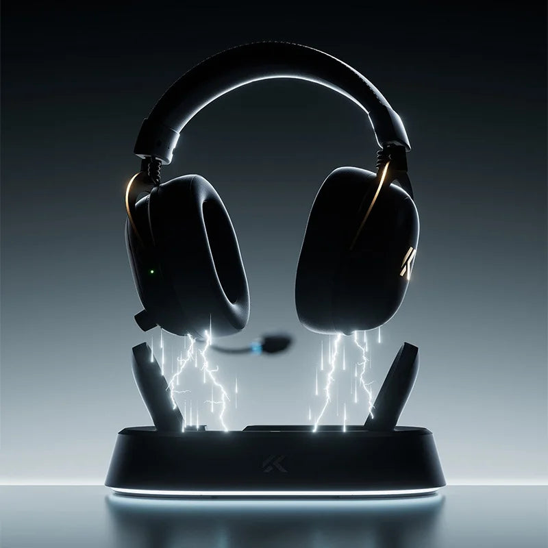 V9 Turbo + Wireless Gaming Headset 2000Mah Long Life Battery with Magnetic RGB Charging Dock 2.4G Low Latency Link