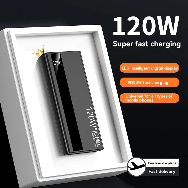 120W 500000Mah Power Bank High Capacity Super Fast Charge Portable External Battery Powerbank for Iphone Samsung 2026 New