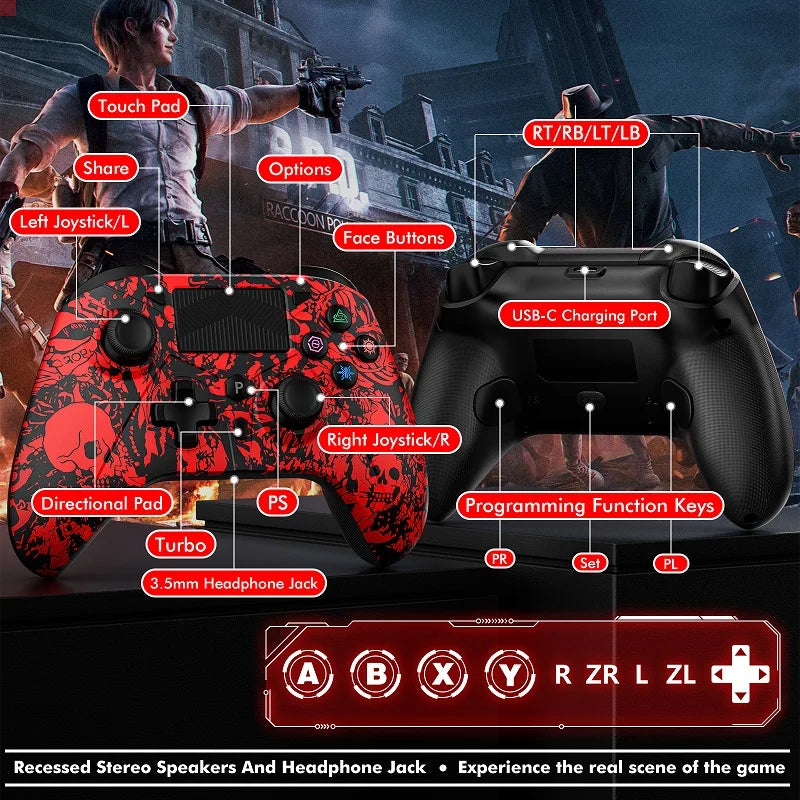 Gamepad for PS5/PC Console Wireless Controller, 6-Axis Gyro Dual Vibrate Hall Effect, W/ Turbo Touchpad, Gaming Control Joystick