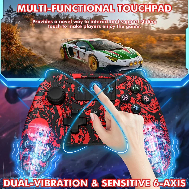 Gamepad for PS5/PC Console Wireless Controller, 6-Axis Gyro Dual Vibrate Hall Effect, W/ Turbo Touchpad, Gaming Control Joystick