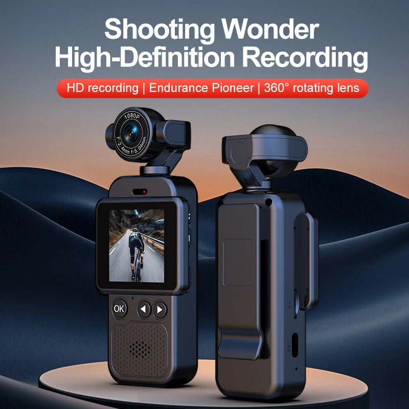 360° Handheld Chest Mount Action Cam 1080P HD Anti-Shake Wifi Portable Long Battery Life Full View Recording for Cycling