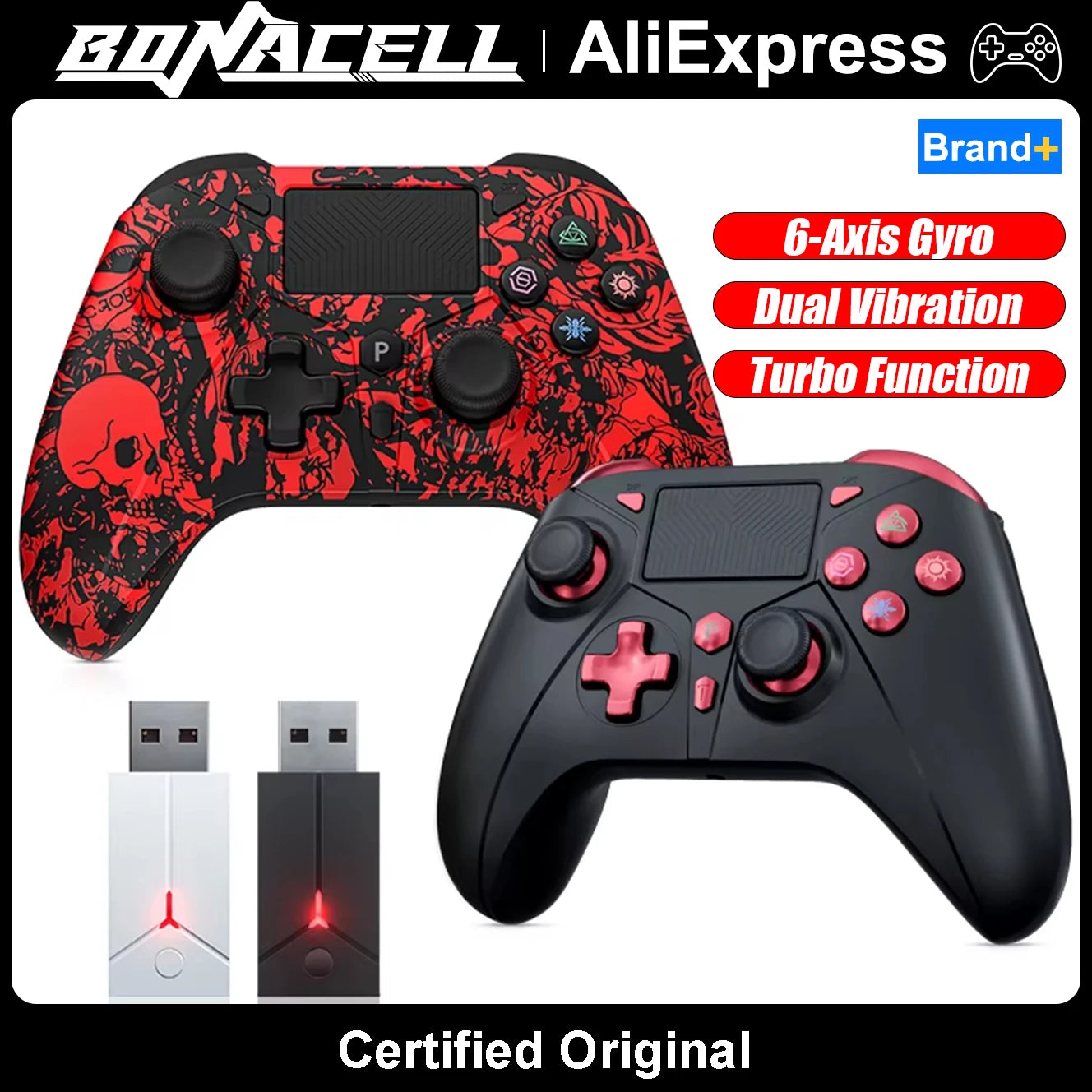 Gamepad for PS5/PC Console Wireless Controller, 6-Axis Gyro Dual Vibrate Hall Effect, W/ Turbo Touchpad, Gaming Control Joystick