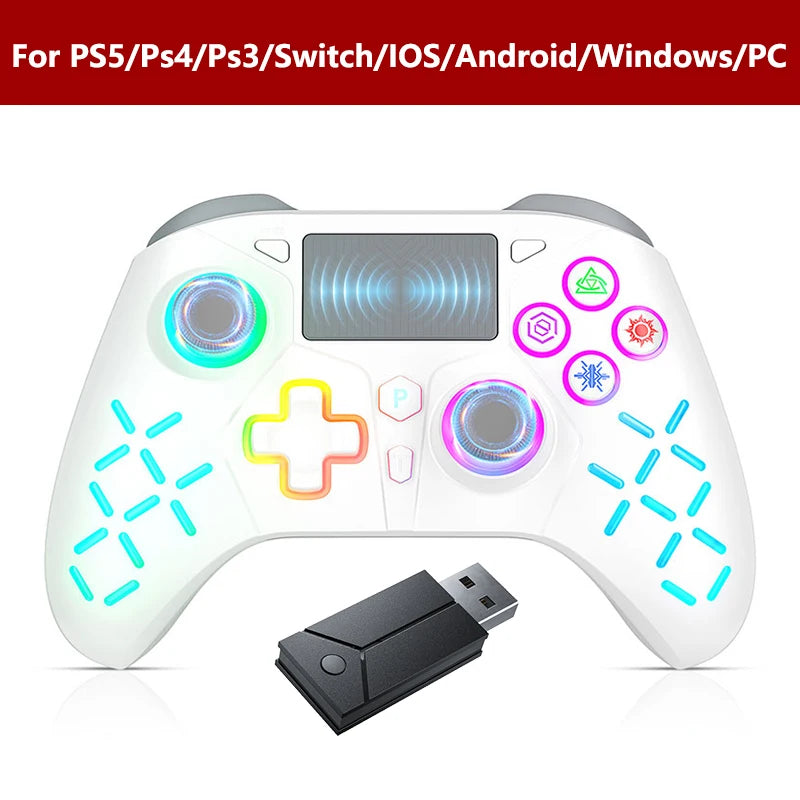 Gamepad for PS5/PC Console Wireless Controller, 6-Axis Gyro Dual Vibrate Hall Effect, W/ Turbo Touchpad, Gaming Control Joystick