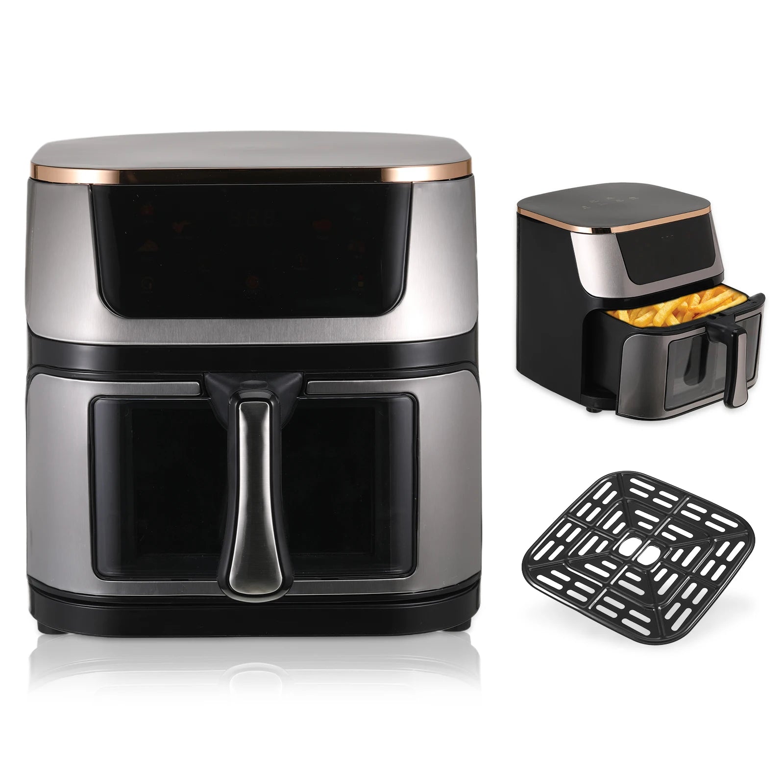 Air Fryer 12L Stainless Steel Visible Large Capacity Electric Oven Touch Screen Multifunctional Electric Fryer EU/US Plug