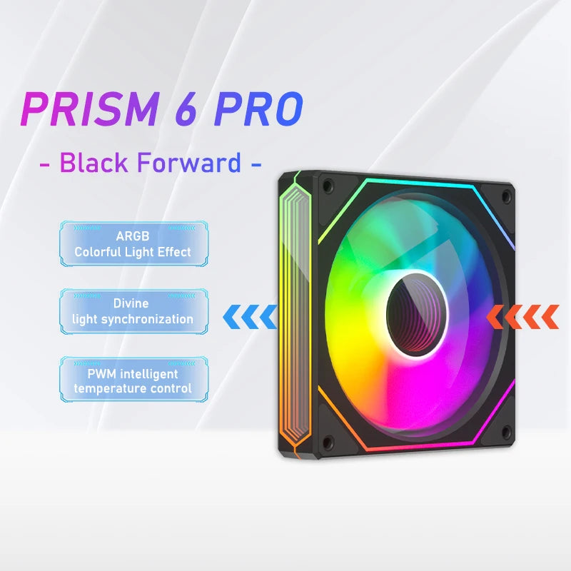 Prism 6 PRO Computer Chassis Fan 12Cm ARGB Motherboard Lighting Sync 4PIN PWM Quiet Cooling Fan